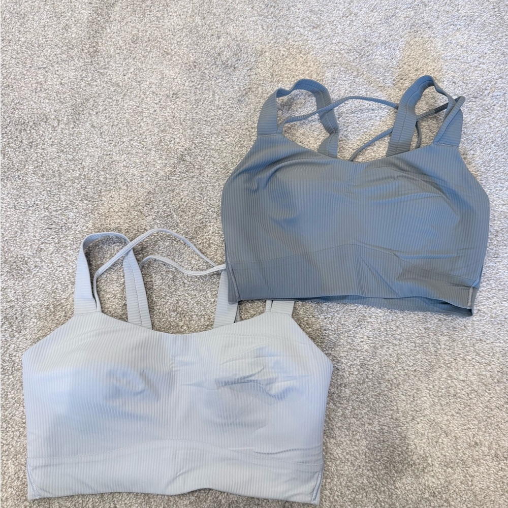 Lululemon Women's Like a Cloud Long Line Bras (set of 2) - Blue and Gray Size 8